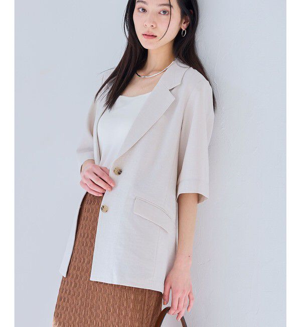 VIS「【美easy】ハーフスリーブジャケット/セットアップ対応・洗える」|テーラードジャケット|
