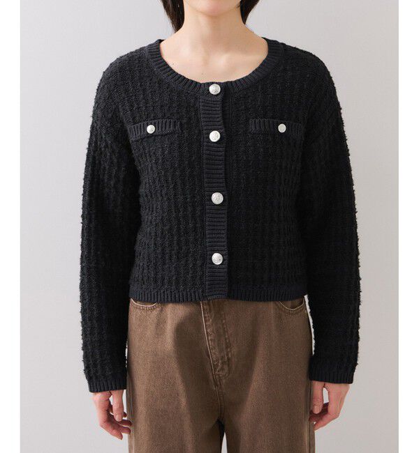 VIS「ファンシーツイードメタルボタンカーディガン」|カーディガン|
