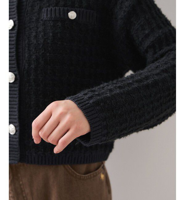 VIS「ファンシーツイードメタルボタンカーディガン」|カーディガン|