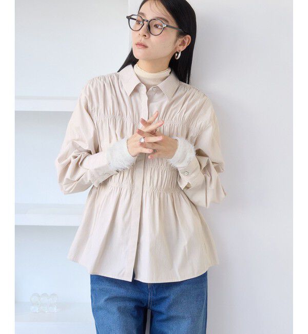 VIS「シャーリングデザインシャツ」|シャツ・ブラウス|ベージュ系(28)