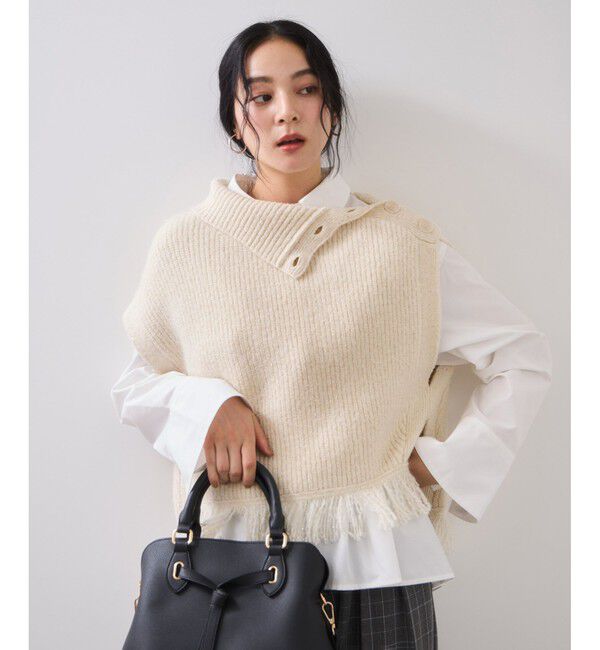 VIS「ボタンデザインポンチョベスト」|ベスト・ジレ|