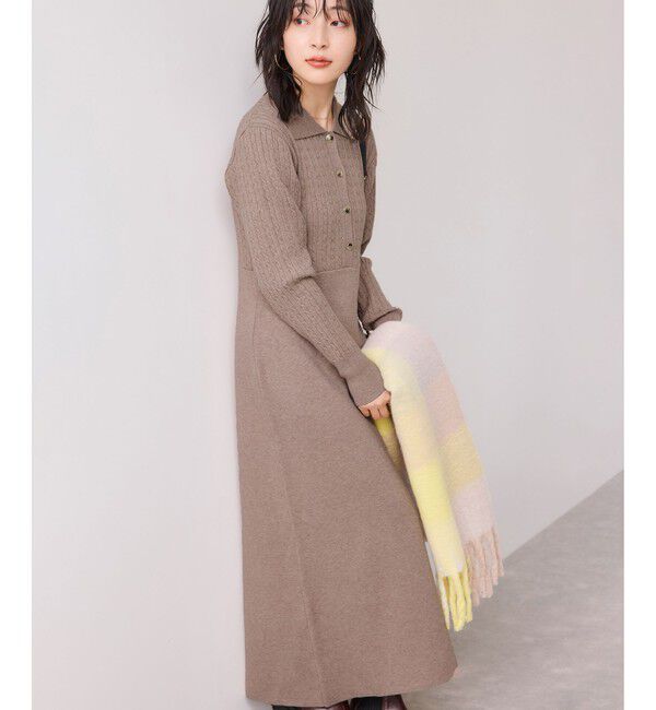 VIS「ポロケーブルモチモチニットワンピース」|ワンピース|ベージュ系(28)