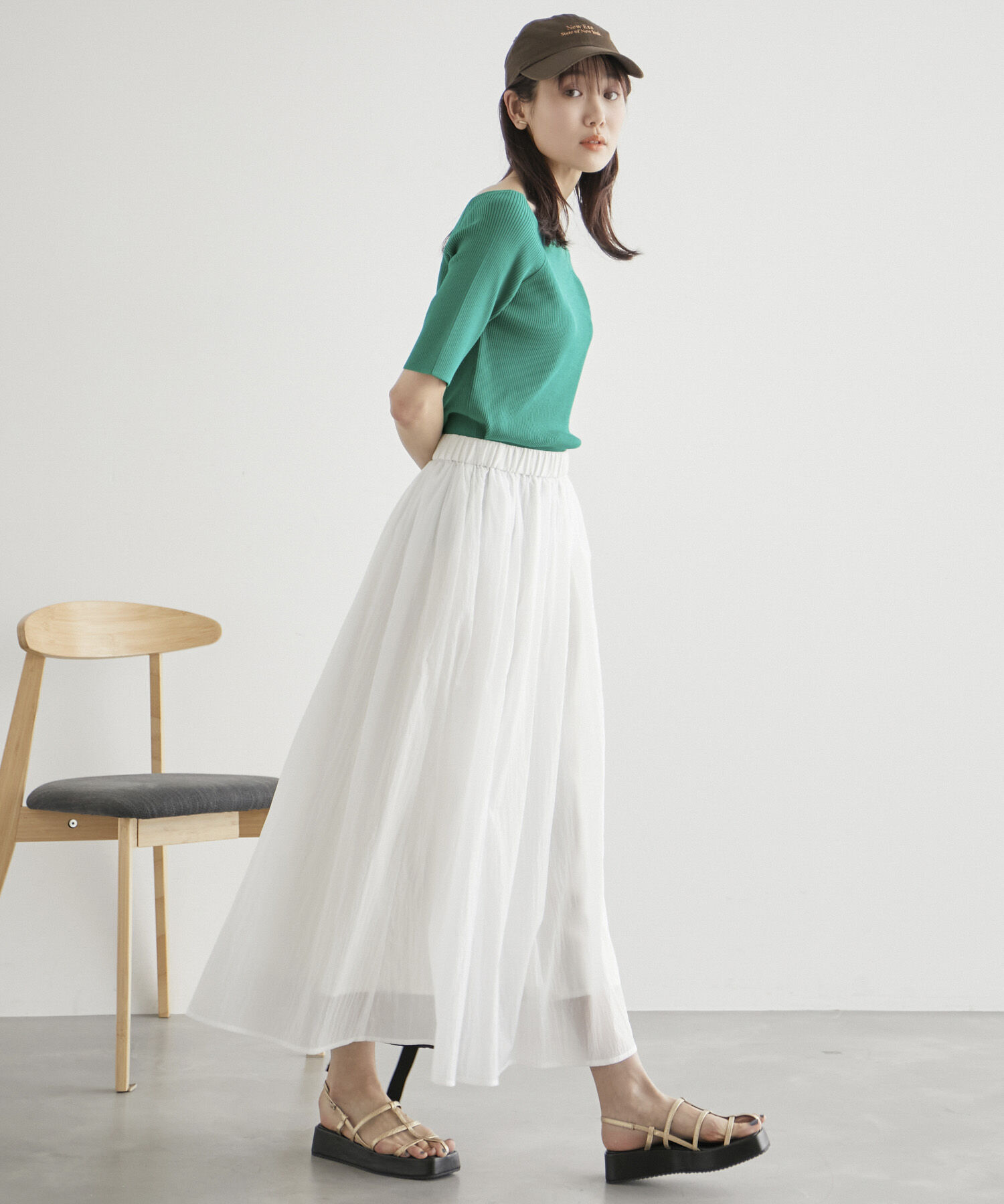 Rope&rsquo;Picnic「Beauty knit/UVカット・洗濯機OK/スクエアネックリブニットプルオーバー」|ニット・セーター|