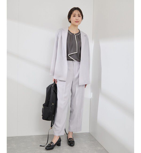 Rope&rsquo;Picnic「【WEB限定サイズ】配色ボウタイ風ハーフスリーブブラウス/通勤対応」|シャツ・ブラウス|