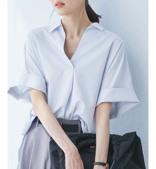 Rope&rsquo;Picnic「【UVカット・接触冷感・イージーケア】スキッパーシャツブラウス」|シャツ・ブラウス|