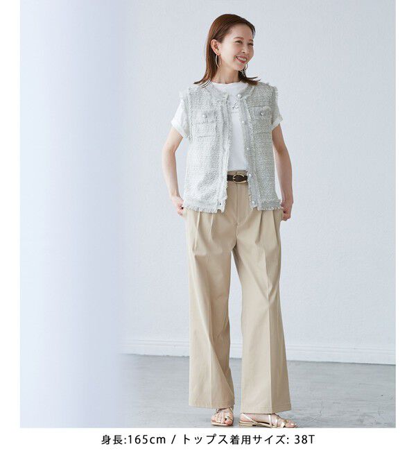 Rope&rsquo;Picnic「【WEB限定カラー】【サマー・ツイード】着丈が選べるジレベスト/スリーブレスカーディガン」|カーディガン|