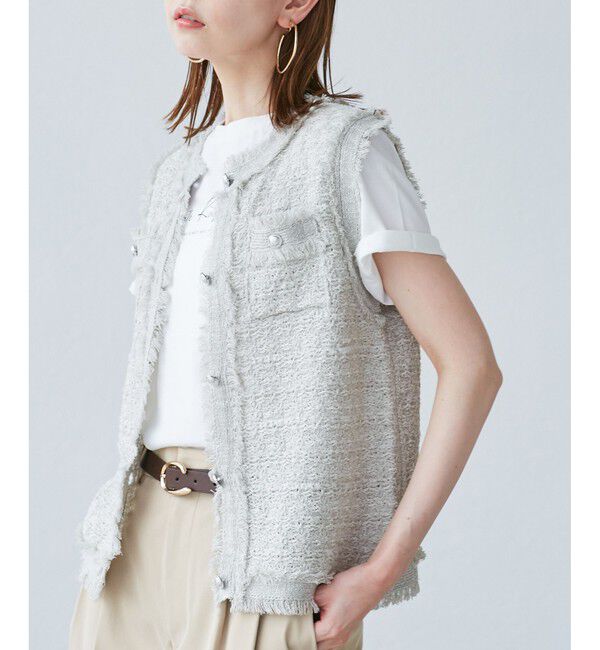 Rope&rsquo;Picnic「【WEB限定カラー】【サマー・ツイード】着丈が選べるジレベスト/スリーブレスカーディガン」|カーディガン|