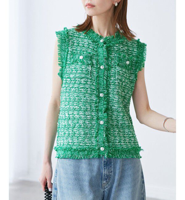 Rope&rsquo;Picnic「【WEB限定カラー】【サマー・ツイード】着丈が選べるジレベスト/スリーブレスカーディガン」|カーディガン|