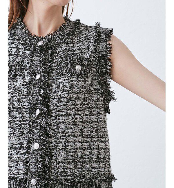 Rope&rsquo;Picnic「【WEB限定カラー】【サマー・ツイード】着丈が選べるジレベスト/スリーブレスカーディガン」|カーディガン|