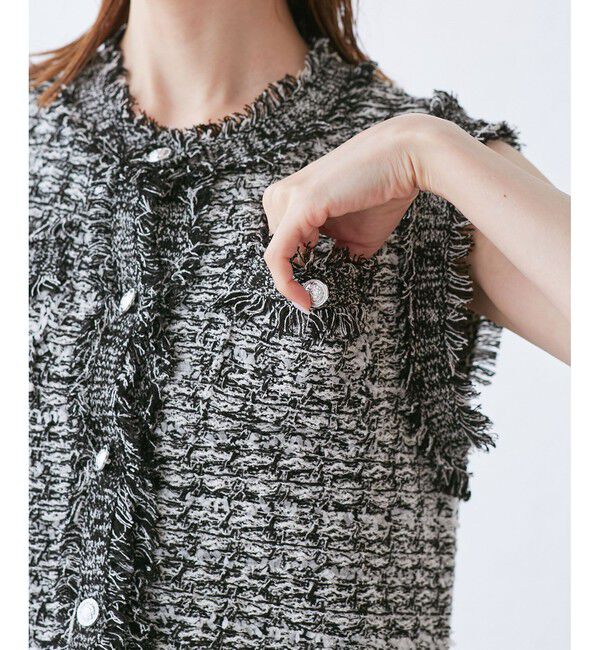 Rope&rsquo;Picnic「【WEB限定カラー】【サマー・ツイード】着丈が選べるジレベスト/スリーブレスカーディガン」|カーディガン|