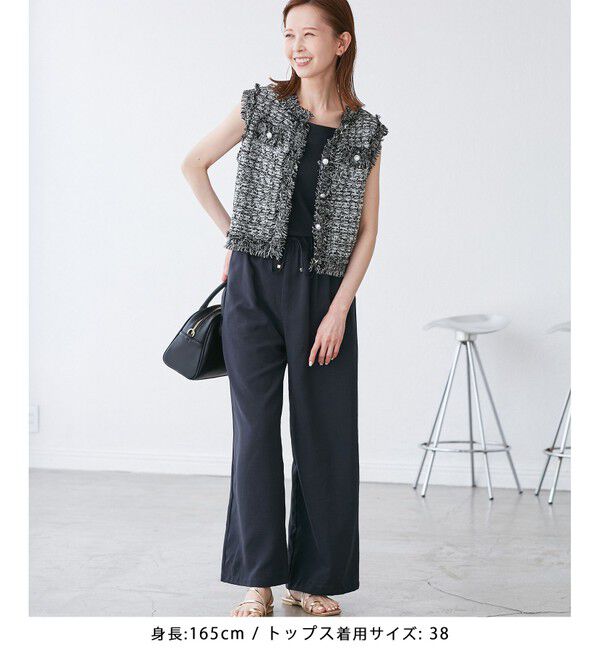 Rope&rsquo;Picnic「【WEB限定カラー】【サマー・ツイード】着丈が選べるジレベスト/スリーブレスカーディガン」|カーディガン|