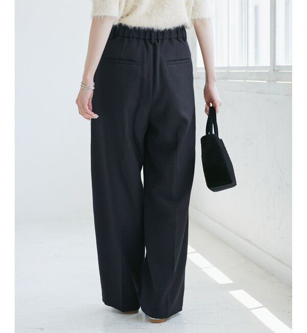 Rope&rsquo;Picnic「【WEB限定・丈長め】レディハンサムシリーズ ウールライクウエストタックセミワイドパンツ」|スラックス|