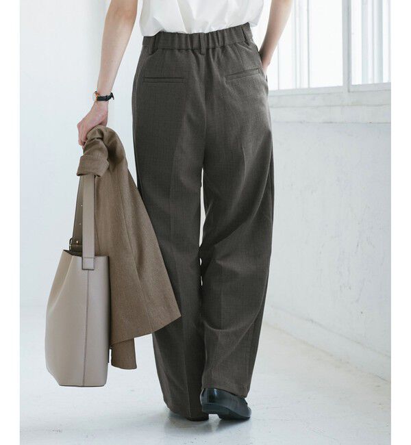 Rope&rsquo;Picnic「【WEB限定・丈長め】レディハンサムシリーズ ウールライクウエストタックセミワイドパンツ」|スラックス|