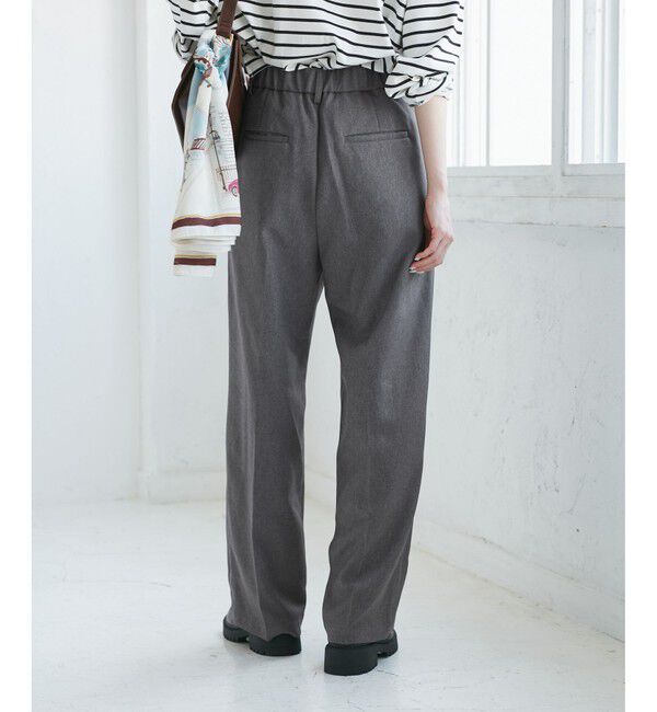 Rope&rsquo;Picnic「【WEB限定・丈長め】レディハンサムシリーズ ウールライクウエストタックセミワイドパンツ」|スラックス|