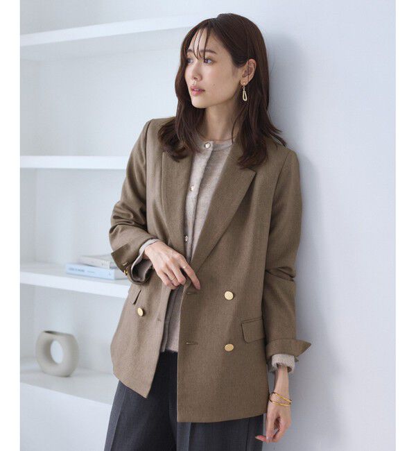 Rope&rsquo;Picnic「【WEB限定】レディハンサムシリーズ ウールライク金ボタンミドル丈ジャケット(総裏地)」|テーラードジャケット|