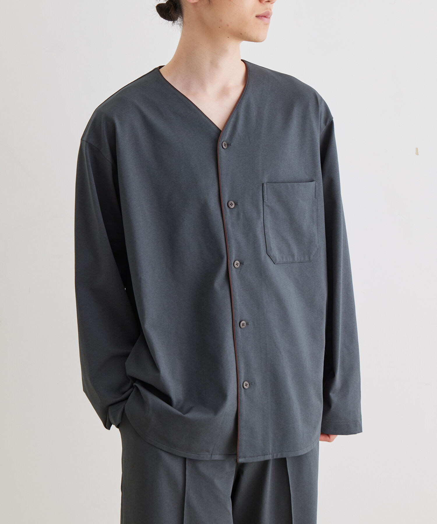 ADAM ET ROPE'「ボックスシルエット ジャージー カーディガン / 速乾 / 冷感 / イージーケア / ユニセックス」|カーディガン|