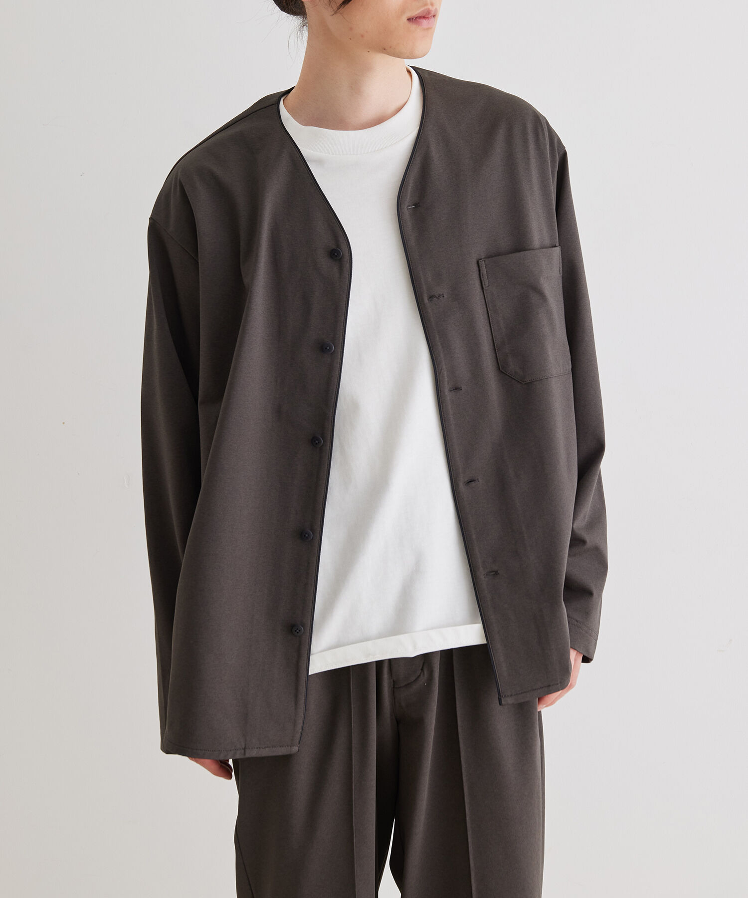 ADAM ET ROPE'「ボックスシルエット ジャージー カーディガン / 速乾 / 冷感 / イージーケア / ユニセックス」|カーディガン|