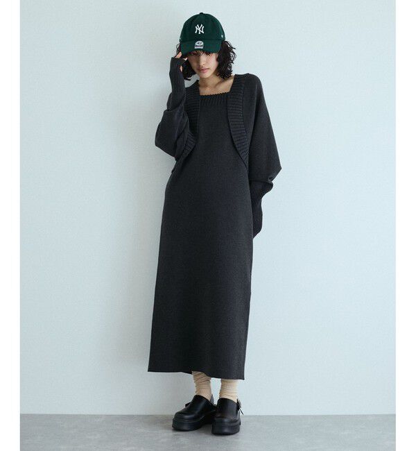 ADAM ET ROPE'「ボレロドッキングニットワンピース」|ワンピース|