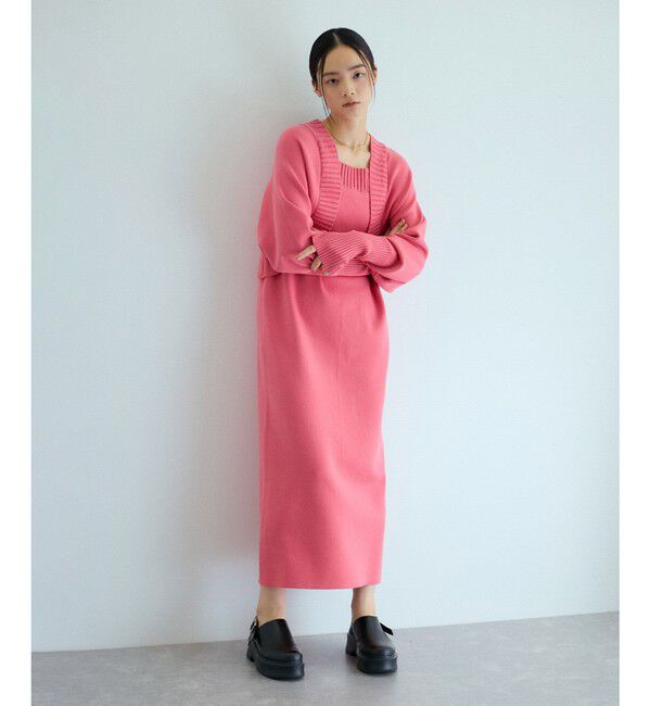 ADAM ET ROPE'「ボレロドッキングニットワンピース」|ワンピース|