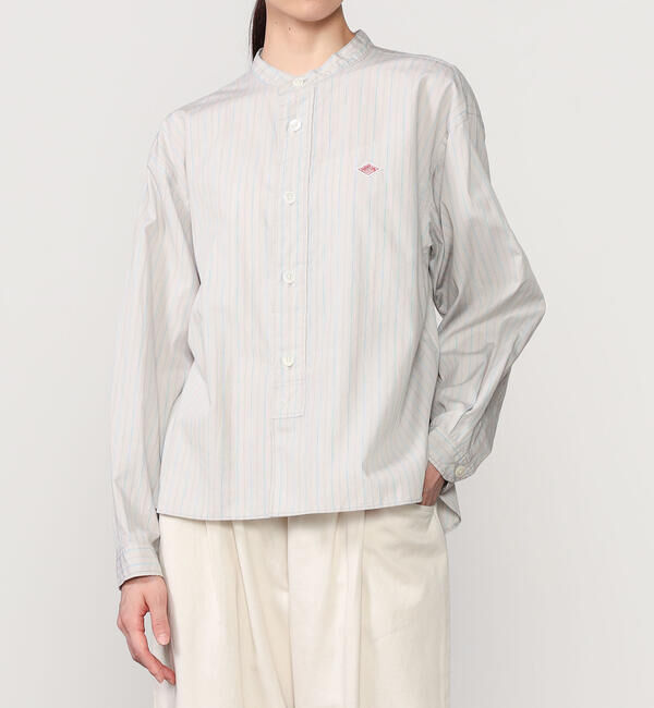 DANTON「DANTON | バンドカラー 長袖シャツ STRIPE WOMEN」|シャツ・ブラウス|