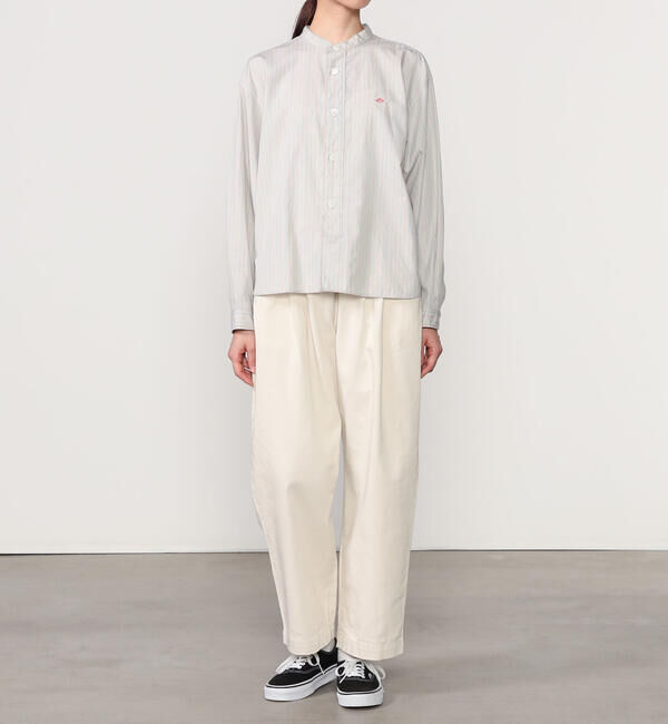 DANTON「DANTON | バンドカラー 長袖シャツ STRIPE WOMEN」|シャツ・ブラウス|