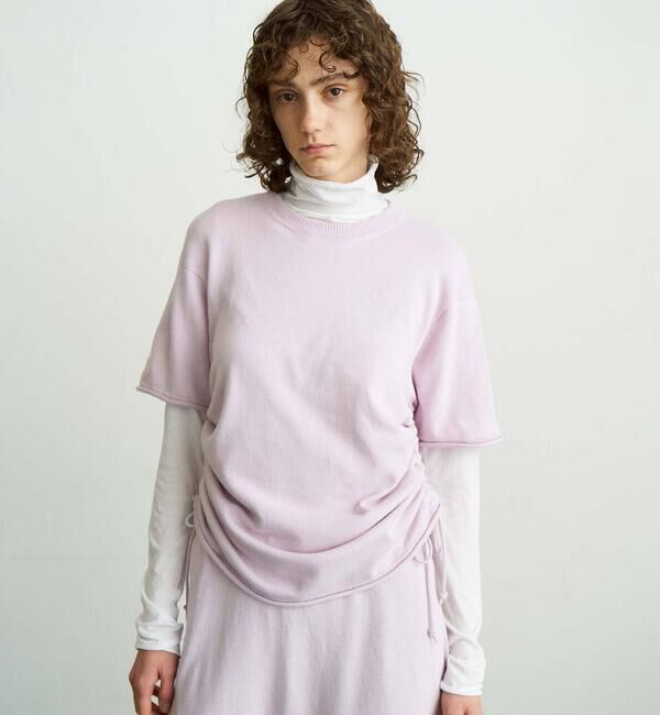 UNFIL「UNFIL | ブラッシュシルクコットン ギャザープルオーバー WOMEN」|Tシャツ・カットソー|