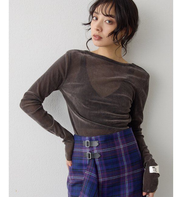  「フロッキーバックシャンカットソー」|Tシャツ・カットソー|チャコールグレー