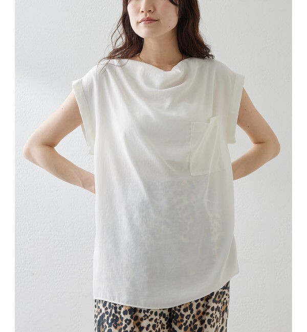  「サテンワッシャーノースリーブブラウス」|シャツ・ブラウス|オフホワイト