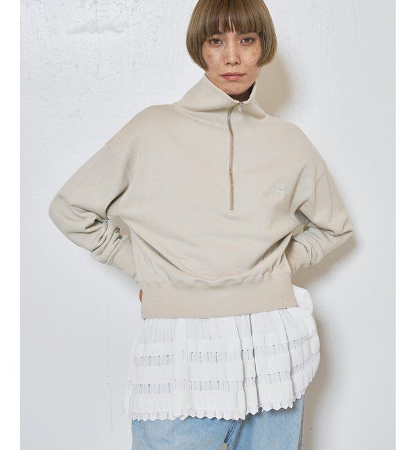  「ハーフジップロゴ裏毛プルオーバー」|Tシャツ・カットソー|ベージュ