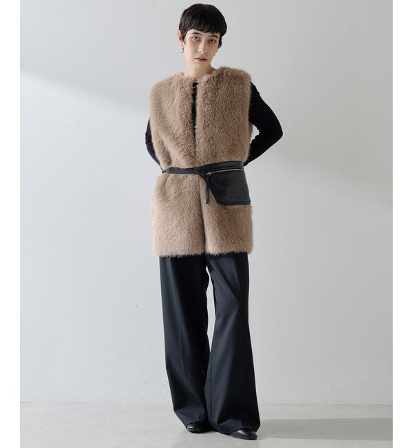 THE PAUSE「【THE PAUSE】フェイクファークルーネックジレ」|ベスト・ジレ|