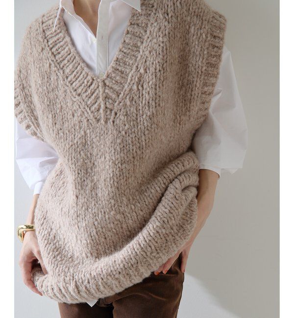  「ハンドニットVプルオーバー」|ニット・セーター|