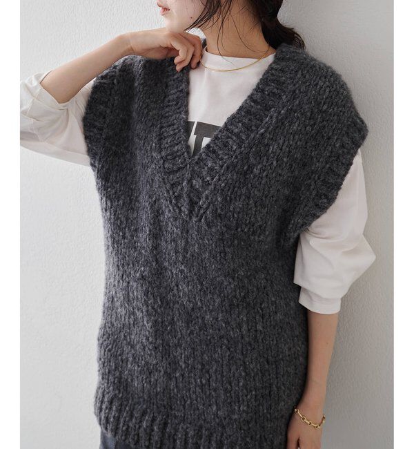  「ハンドニットVプルオーバー」|ニット・セーター|