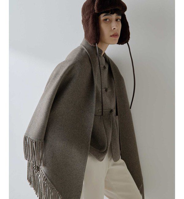  「【Christian AKS】Wool Fringe Stole」|マフラー|モカ