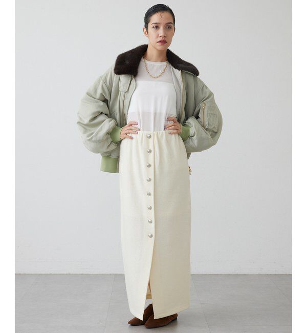 THE PAUSE「【THE PAUSE】ウールジャージボタンスカート」|スカート|