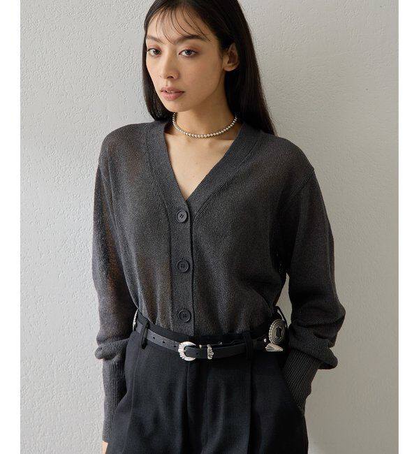  「Vネックペーパーヤーンカーディガン」|ニット・セーター|