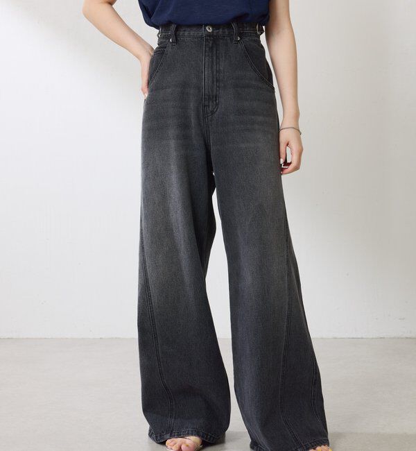  「【ウエスト調整できる】Q.anos ルーズアジャストデニム」|デニム|
