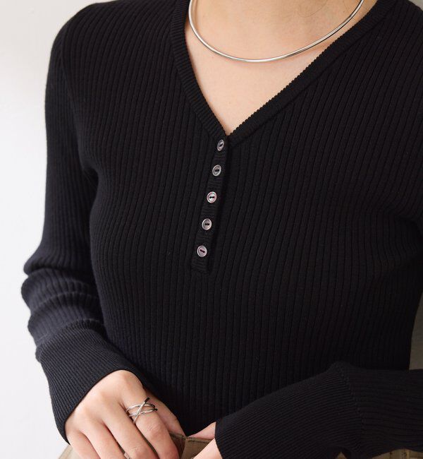  「ヘンリーネックVニット」|ニット・セーター|