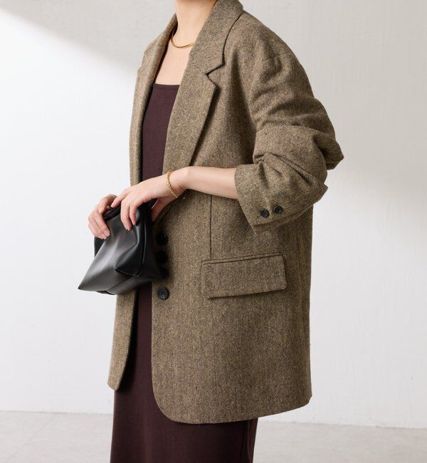  「【腰回りカバー】ネップオーバージャケット」|テーラードジャケット|