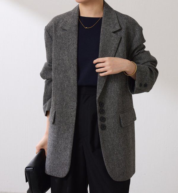  「【腰回りカバー】ネップオーバージャケット」|テーラードジャケット|