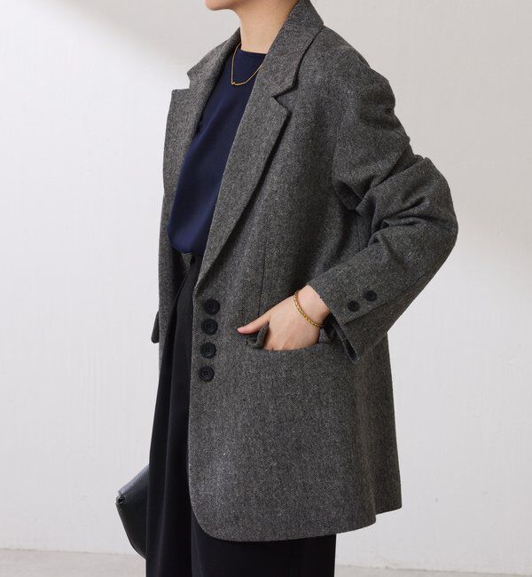  「【腰回りカバー】ネップオーバージャケット」|テーラードジャケット|