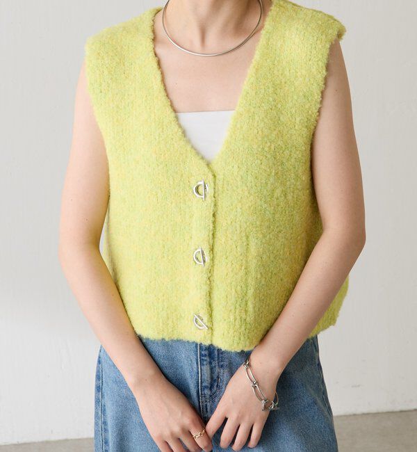  「ブークレーメタルトグルベスト」|ニット・セーター|イエロー