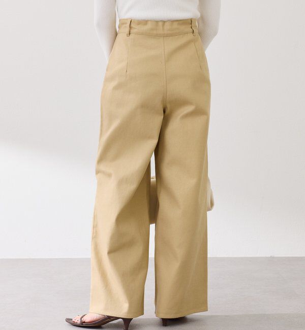  「【ウエスト調整可能】箔ツイルワイドパンツ」|チノ|
