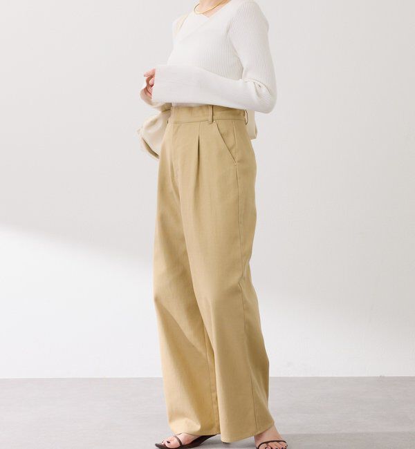  「【ウエスト調整可能】箔ツイルワイドパンツ」|チノ|