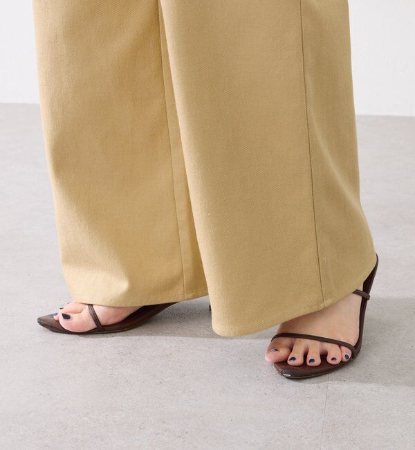  「【ウエスト調整可能】箔ツイルワイドパンツ」|チノ|