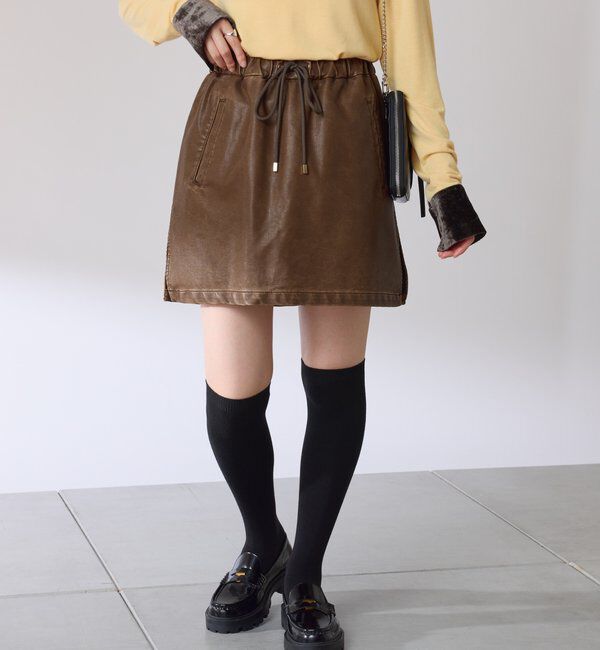  「レザーライクミニスカパン」|スカート|