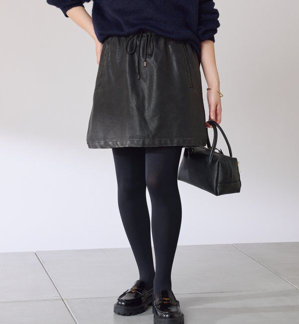  「レザーライクミニスカパン」|スカート|ブラック