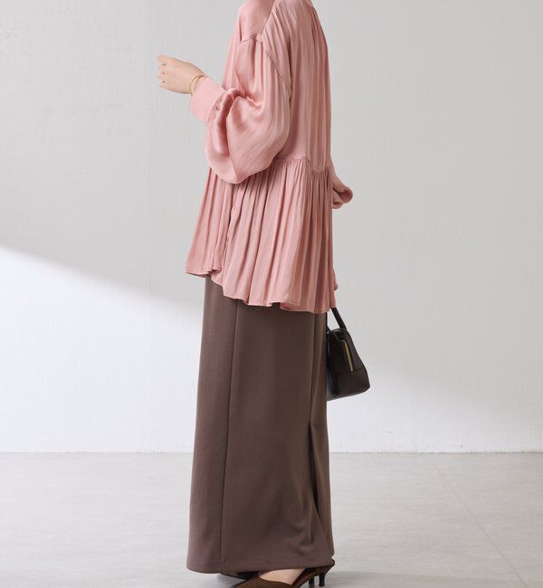  「割繊サテンスキッパーブラウス」|シャツ・ブラウス|