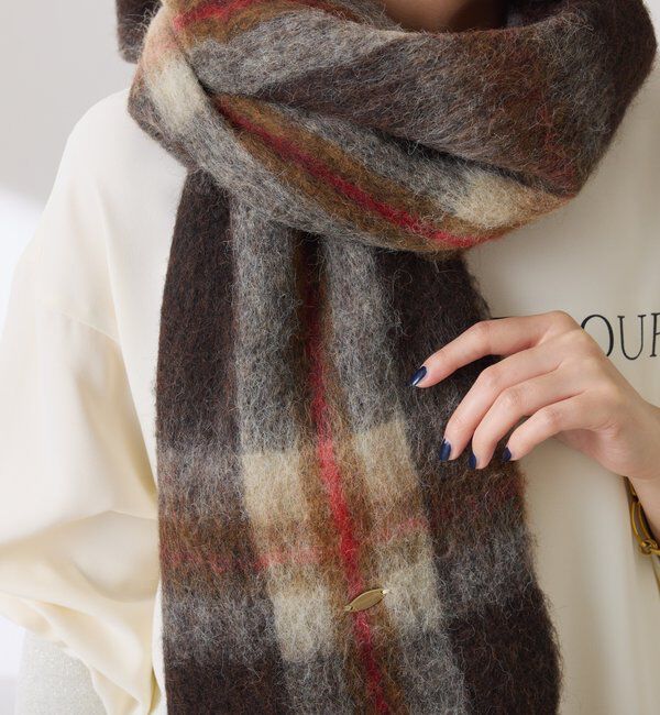  「【PAPILLONNER/パピヨネ】ボリュームチェックストール」|マフラー|