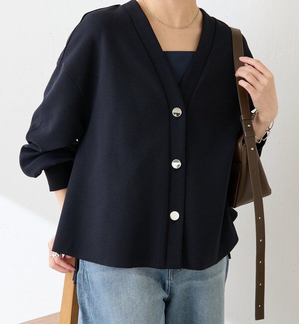  「メタル釦ジョーゼットカーディガン」|Tシャツ・カットソー|ネイビー