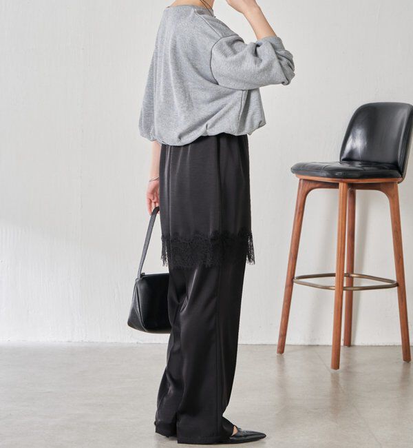  「【セットアイテム】サテンレースレイヤードパンツ/レイヤード」|チノ|